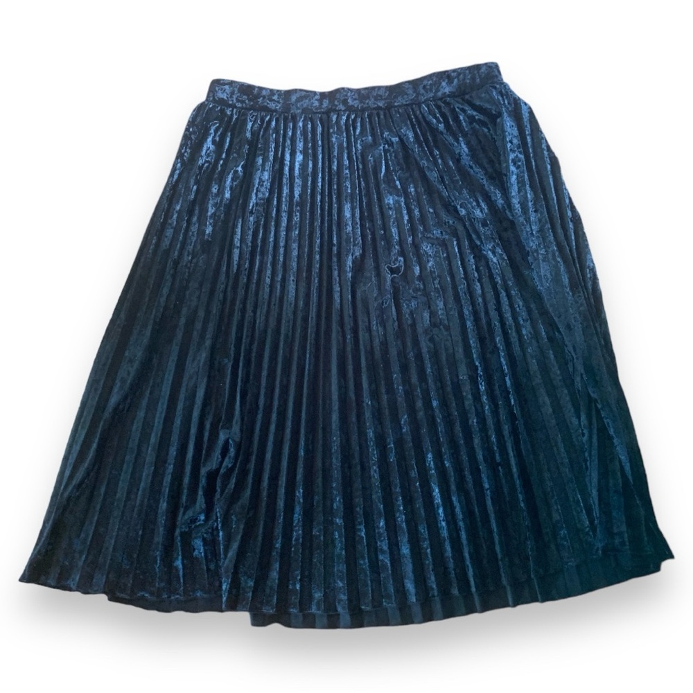 Black Velvet  Crinkle Pleated Maxi Essential Skirt 2X Simply Emma ECU